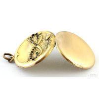 Late Victorian Wightman & Hough Gold-Filled Locket with Black Paste Stones
