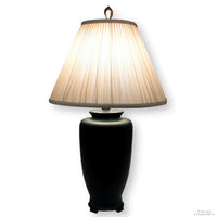 Green Ceramic Table Lamp w/Pleated Shade