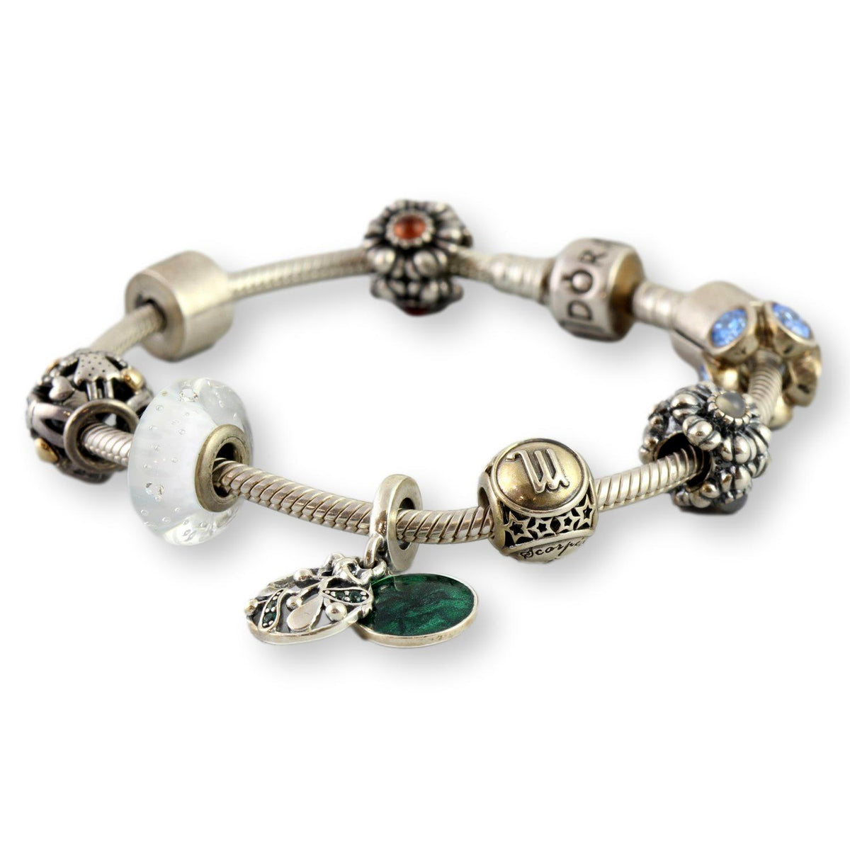 Authentic Pandora Sterling Silver Charm Bracelet - Size 6.5