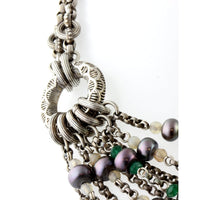 Stephen Dweck Multi-Strand Sterling Silver Necklace with Gray Pearls & Mixed Gemstones