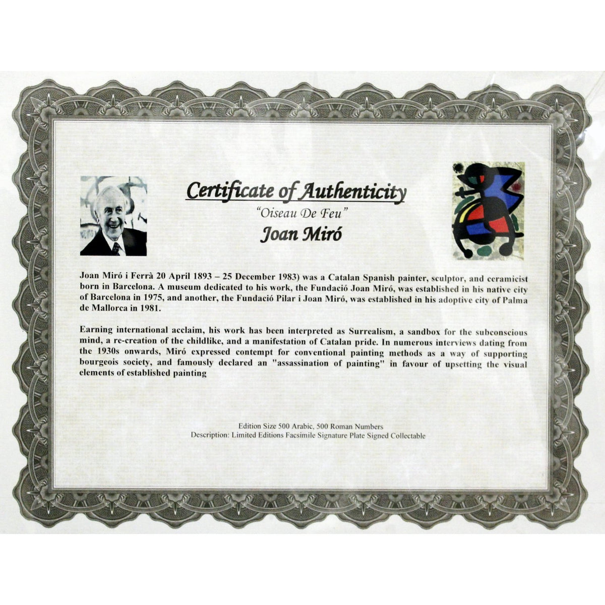 Gallery Framed Art Print 'Oiseau De Feu' By Miro
