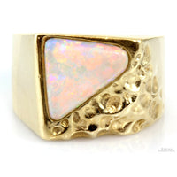 2ct Australian Crystal Opal 14K Gold Men's Signet Nugget Ring