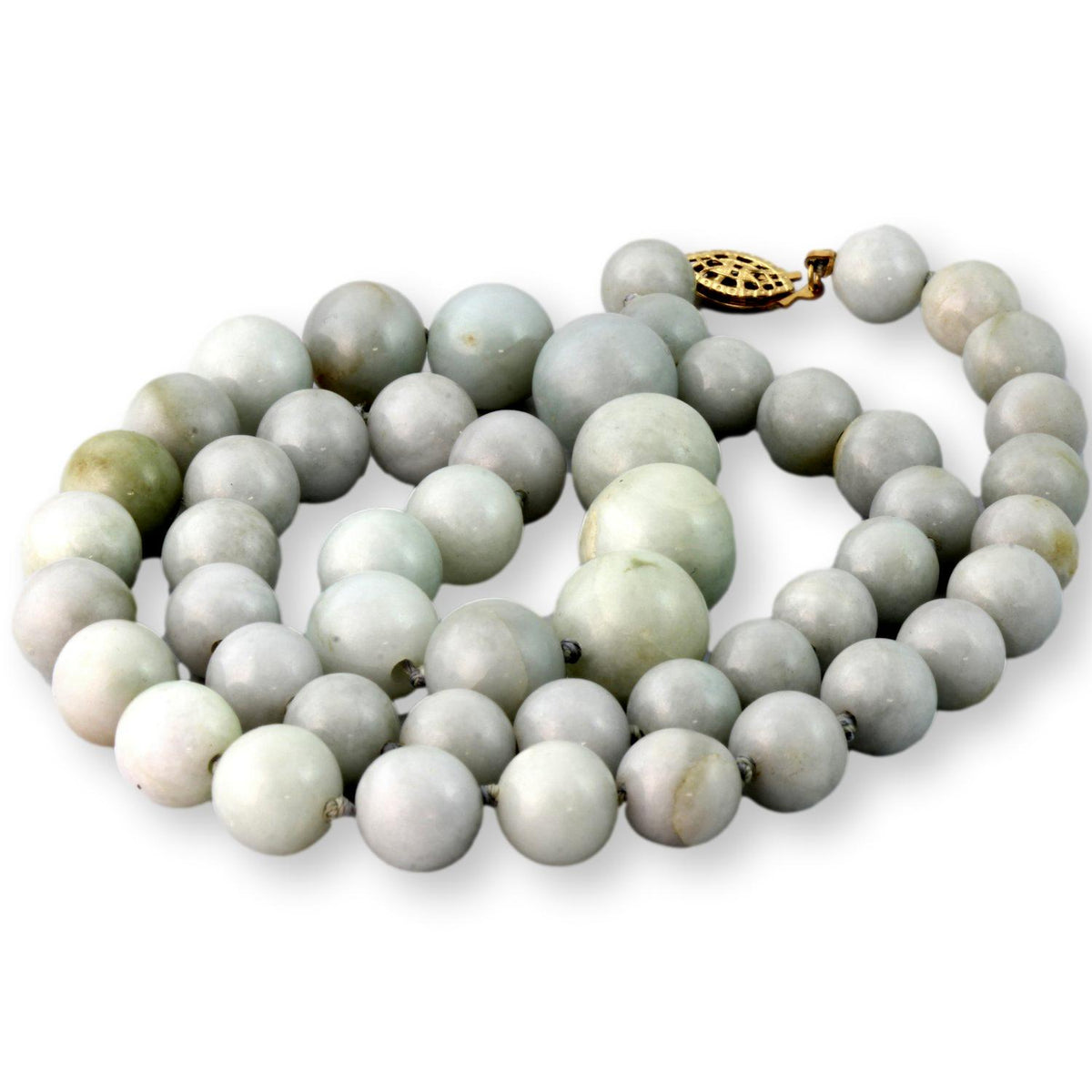 Nephrite Jade Graduated Bead Necklace with 14K Gold Filled Clasp