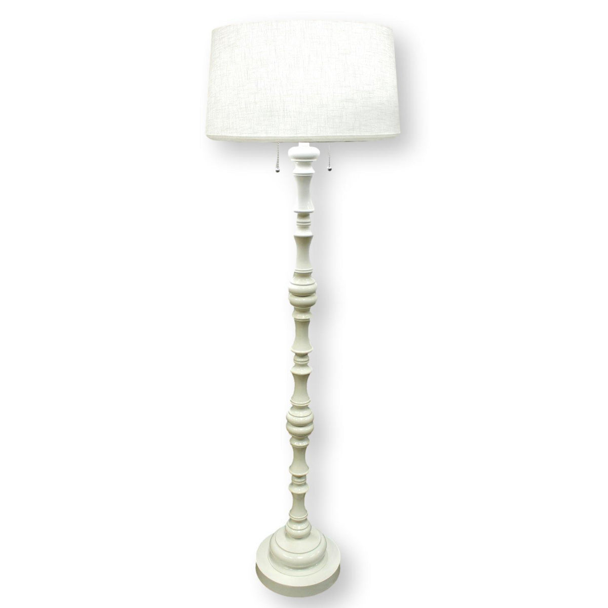 Turned White Column Floor Lamp