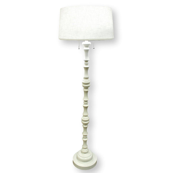 Turned White Column Floor Lamp
