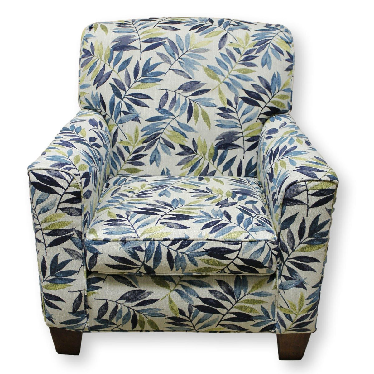 Blue & Cream Leaf Print Club Chair