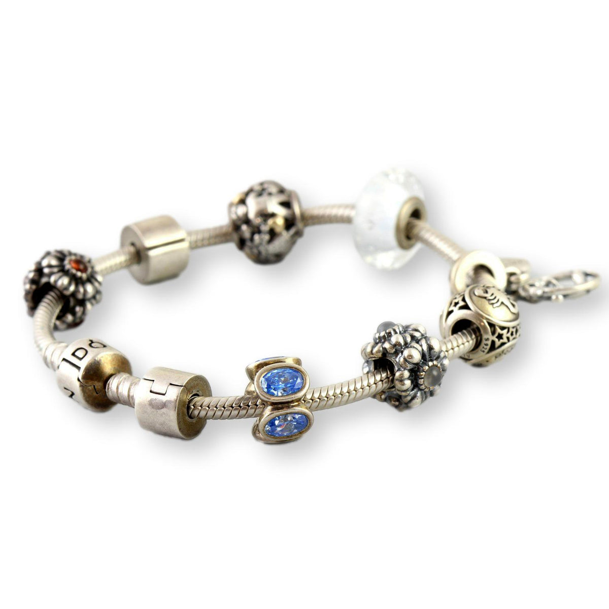 Authentic Pandora Sterling Silver Charm Bracelet - Size 6.5