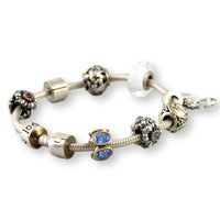 Authentic Pandora Sterling Silver Charm Bracelet - Size 6.5