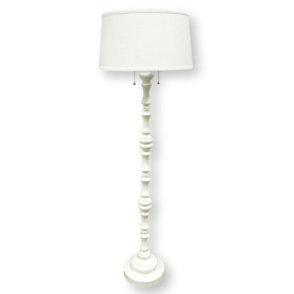 Turned White Column Floor Lamp