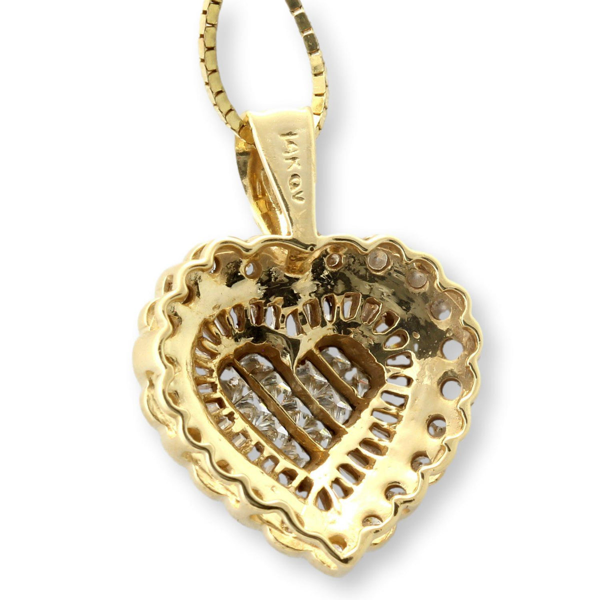 14K Yellow Gold 1.10ctw Diamond Heart Pendant Necklace