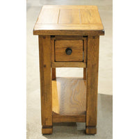 Oak End Table w/Sliding Top & Drawer