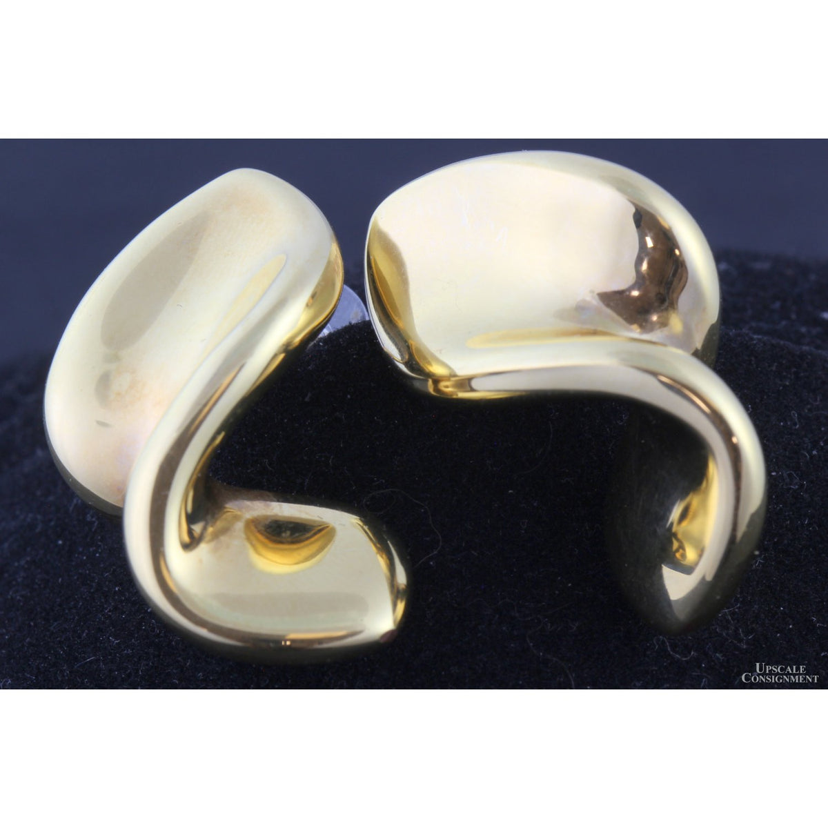 Italian 14K Yellow Gold Hollow Form Sculptural Earrings