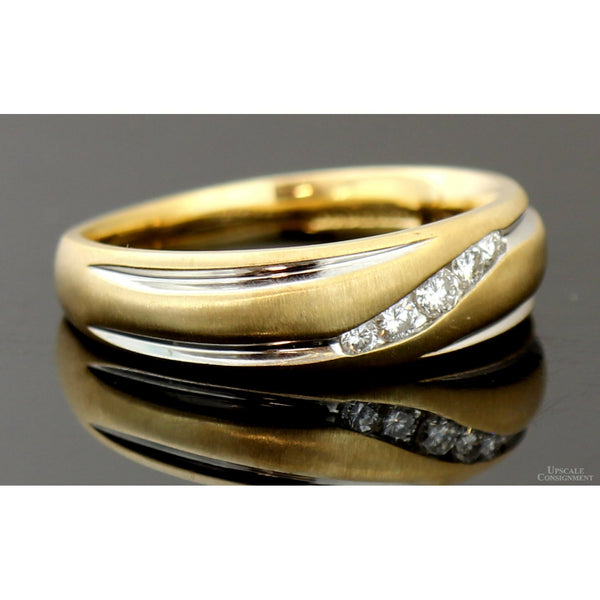 .20ctw Diamond 14K Yellow & White Gold Men's Satin Band