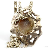 Mexican Fire Agate Window in Rough Custom Sterling Silver Pendant Necklace