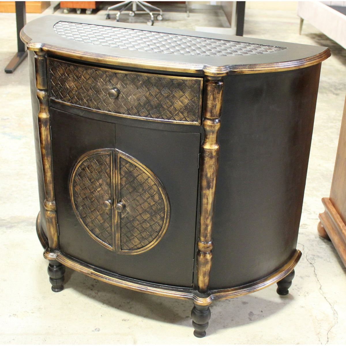 Black & Gold Demilune Cabinet