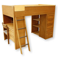 Oak Loft Bunk Bed w/Desk & Chair