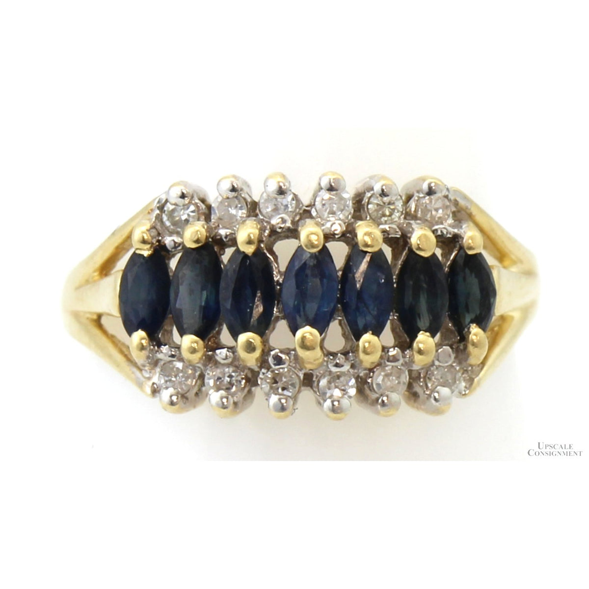 Vintage Natural Sapphire & Diamond 14K Yellow Gold Ring