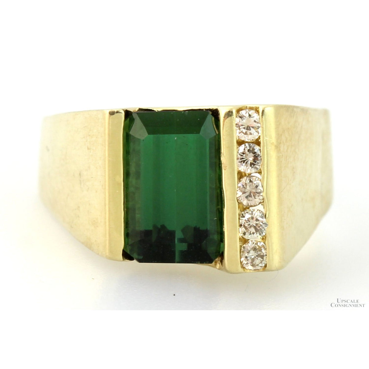 14K Yellow Gold 1.88ct Green Tourmaline & Diamond Ring