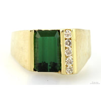 14K Yellow Gold 1.88ct Green Tourmaline & Diamond Ring