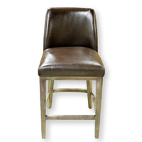 Restoration Hardware Dark Brown Leather Counter Stool