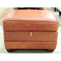Cognac Leather Club Chair w/Storage Ottoman