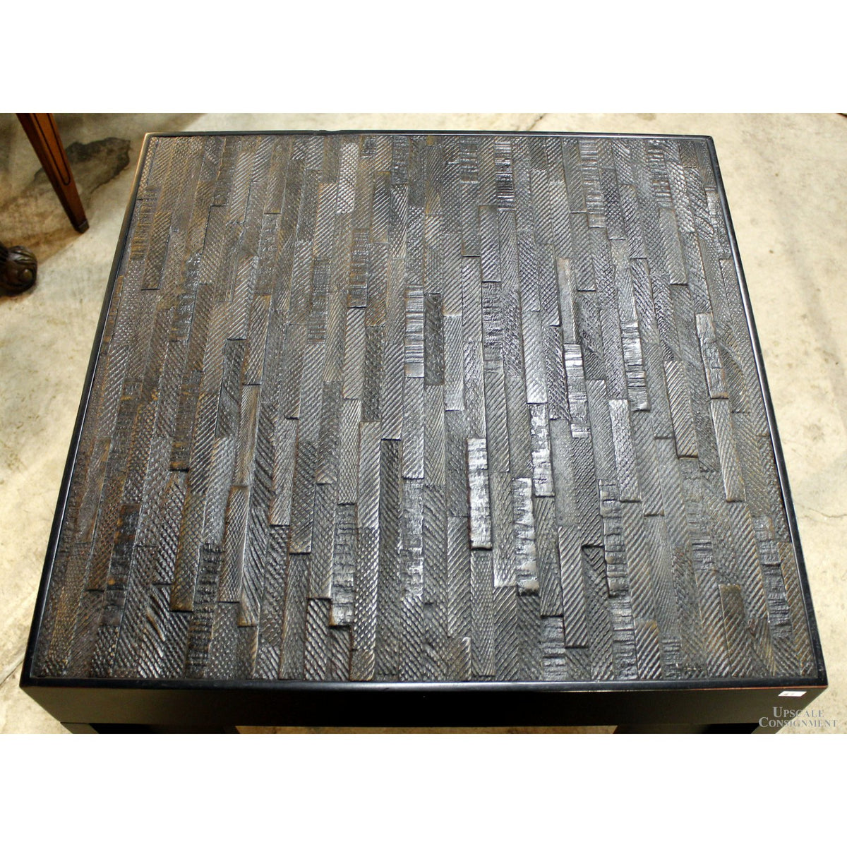 Faux Wood Strip Square End Table