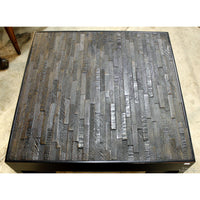 Faux Wood Strip Square End Table