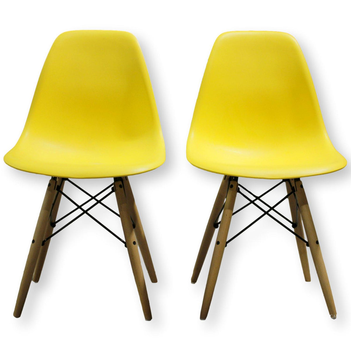 Pair of Yellow Chairs w/Birch Legs