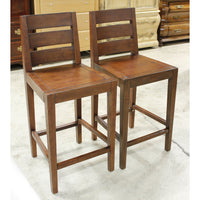 West Elm Pair of Solid Mahogany Counter Stools