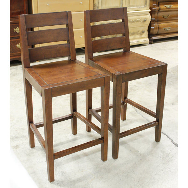 West Elm Pair of Solid Mahogany Counter Stools
