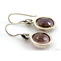 Sterling Silver 14ctw Oval Natural Amethyst Drop Earrings