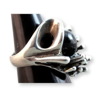 Modernist Fine 950 Silver Black Sapphire Ring by Mateo