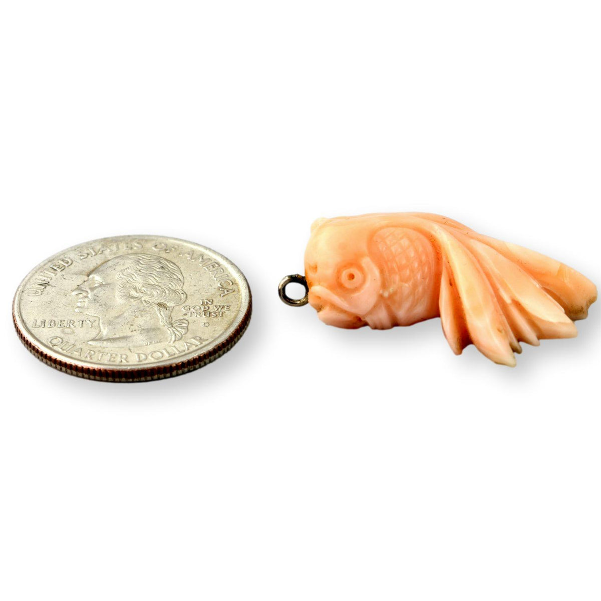 Angel Skin Coral Koi Fish Carved Pendant – Soft Blush Tones