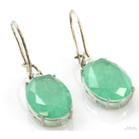 Green Quartz Doublet & Diamond Silver Tone Earrings