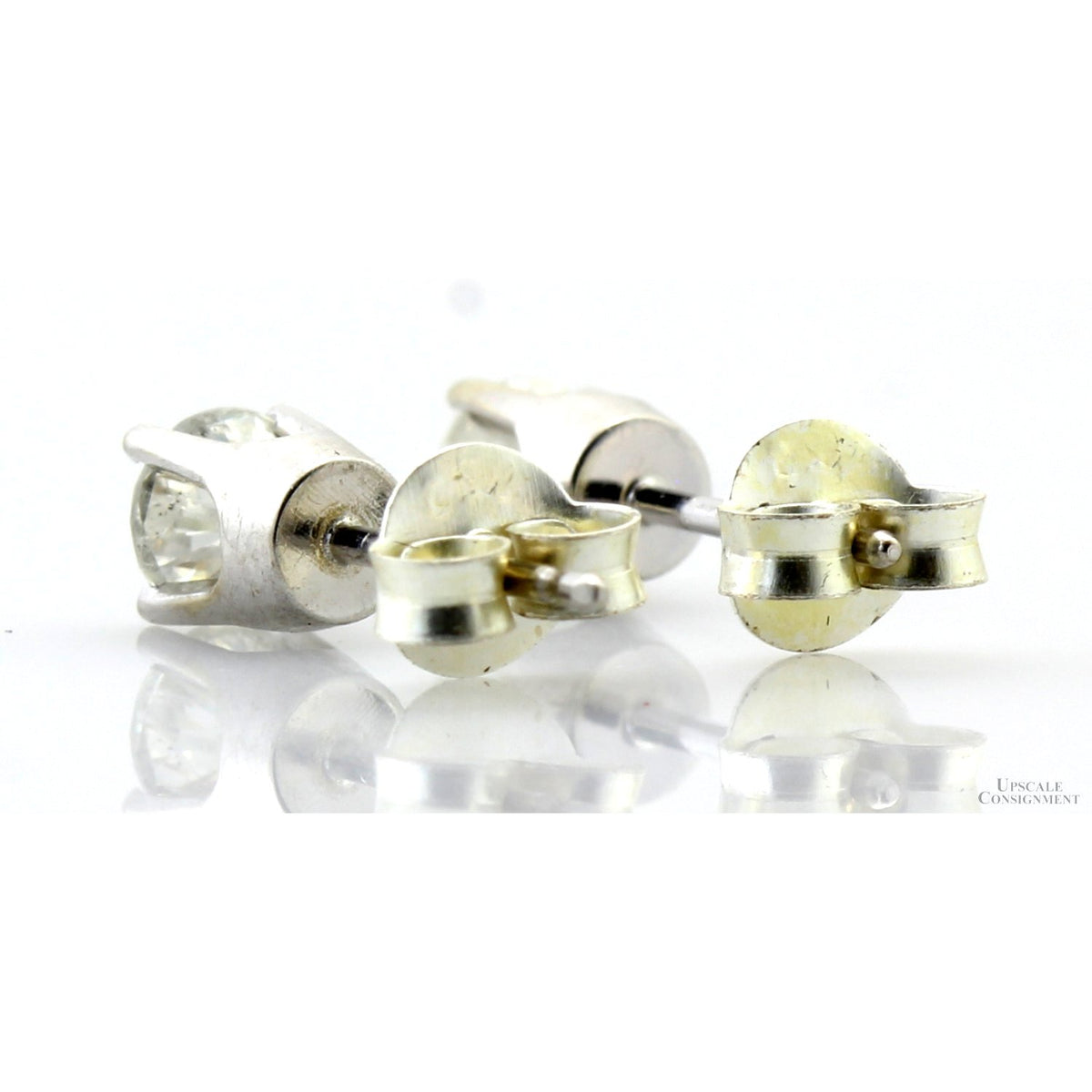 0.60ctw Diamond & 14K White Gold Stud Earrings | 925 Backs