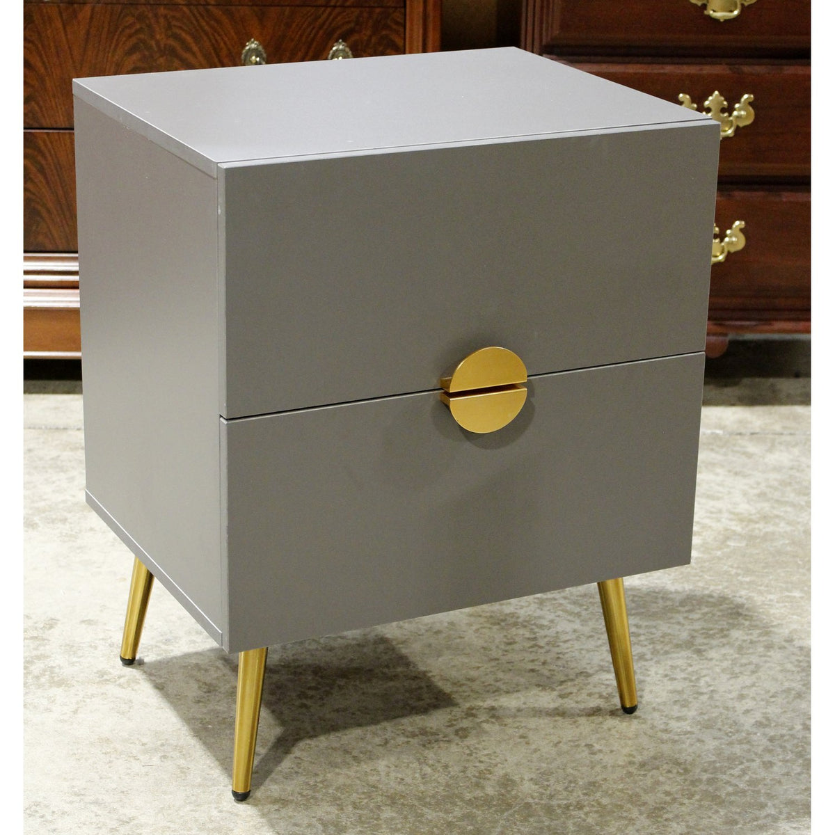 Gray 2 Drawer Nightstand