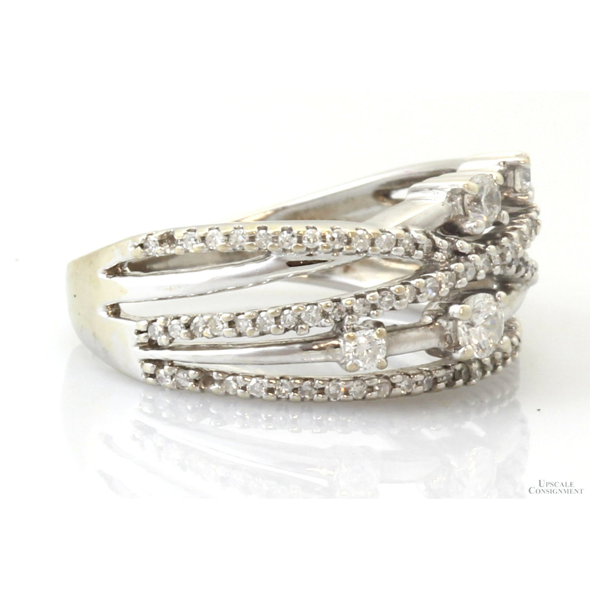 14K White Gold .70ctw Diamond Crossover Vintage Ring