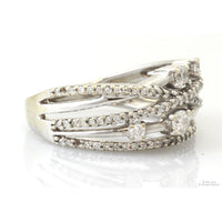14K White Gold .70ctw Diamond Crossover Vintage Ring