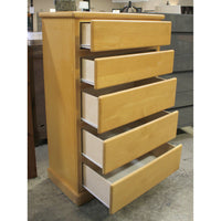 Blonde Wood 5 Drawer Chest of Drawers