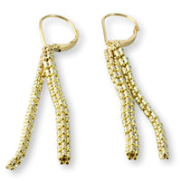 10K Yellow & White Gold Tassel Earrings - Lever Backs