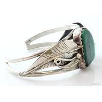 Navajo Silversmith Nelson Piaso Malachite Sterling Silver Cuff