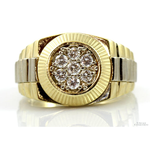 Ultra-Rolex Style Men's Diamond 14K Gold Ring – Upscale