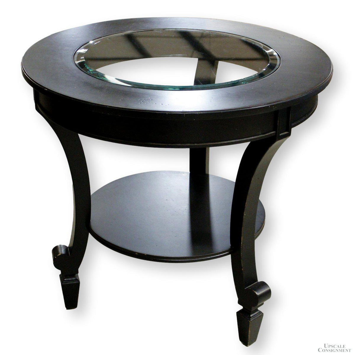 Round Black Accent Table w/Glass Insert