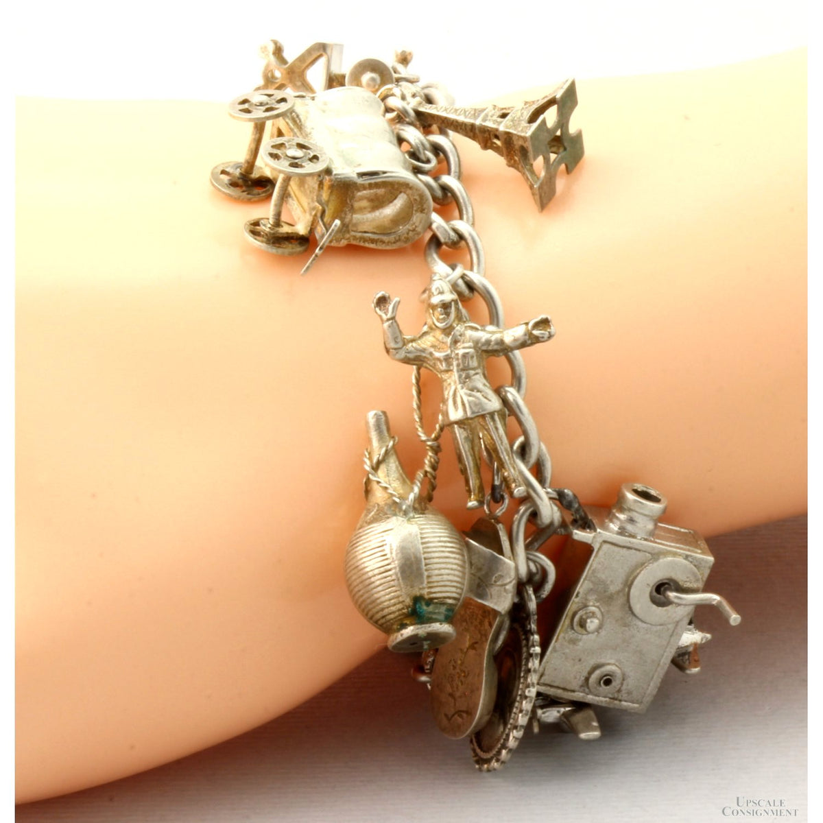 Sterling Silver Charm Bracelet & Mixed Silver-Silver Tone Charms