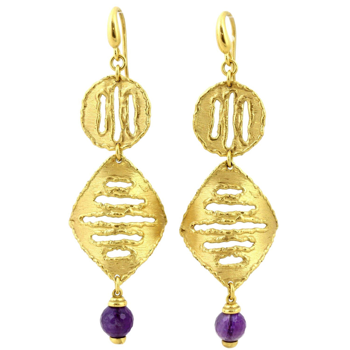 Italian 18K Gold Vermeil Open Work Sculptural Design Earrings