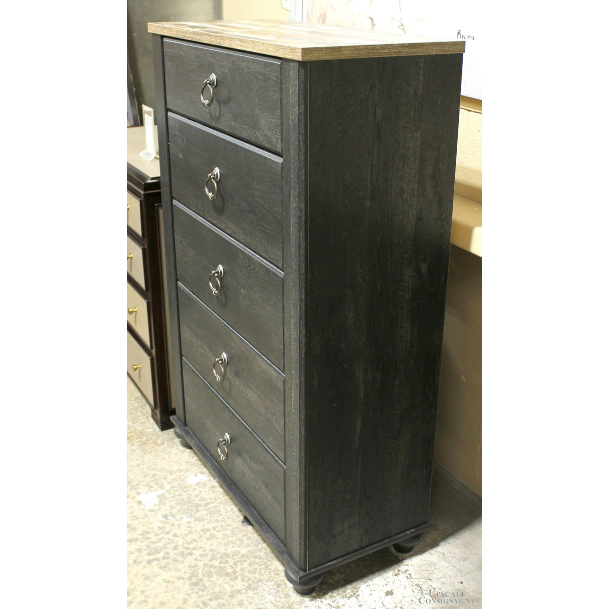 Ashley 5 Drawer Rustic Black Chest of Drawers