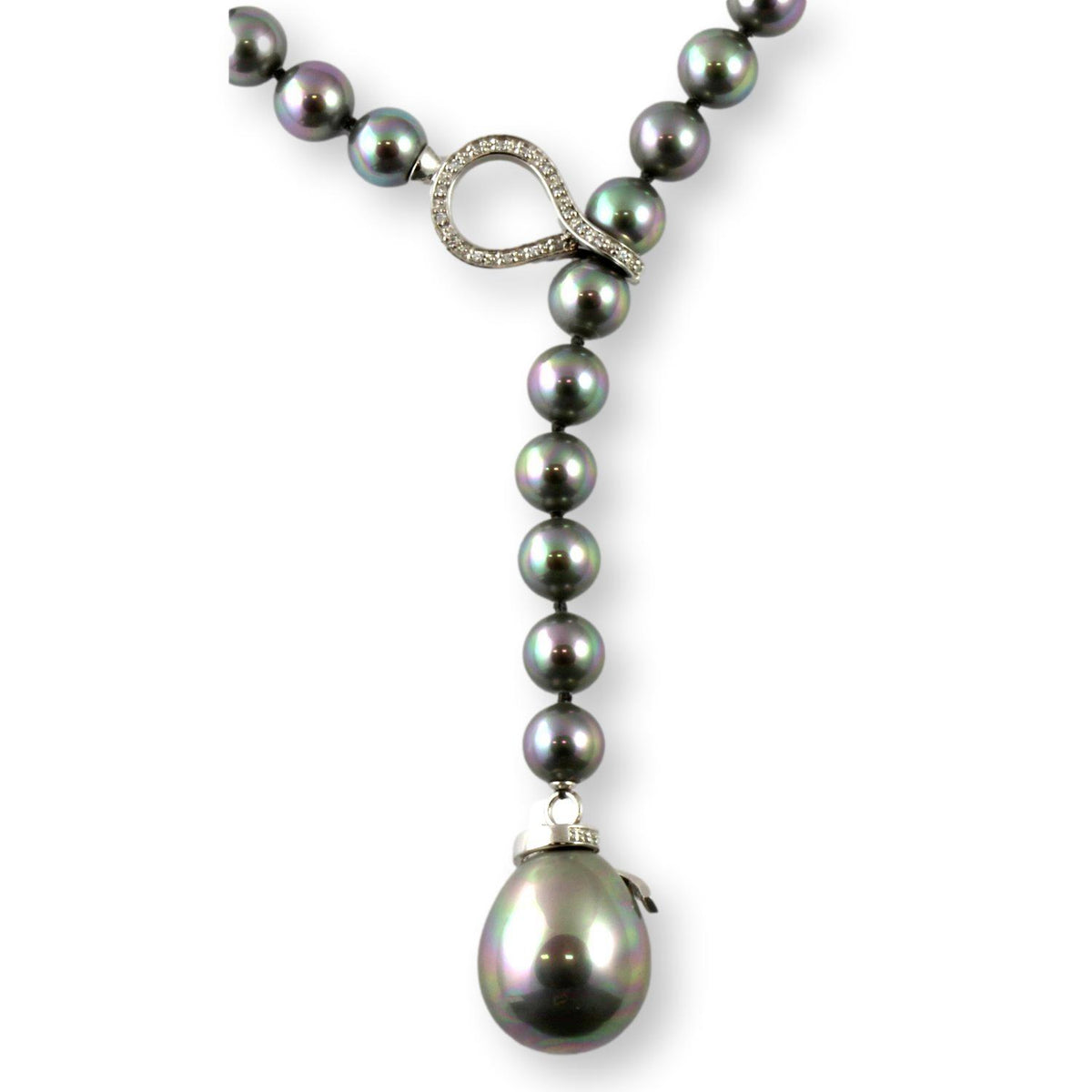 Majorca Sterling Silver Gray Faux Pearl Pendant Necklace