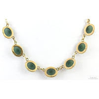 17.28ctw Medium Dark Green Jadeite Jade 14K Gold Necklace