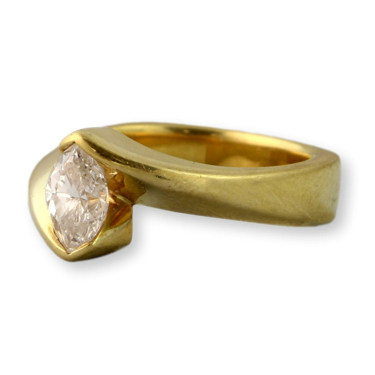 0.96ct Marquise Diamond Ring in 18K Yellow Gold – G VS2 IGI Graded, Custom Mounting