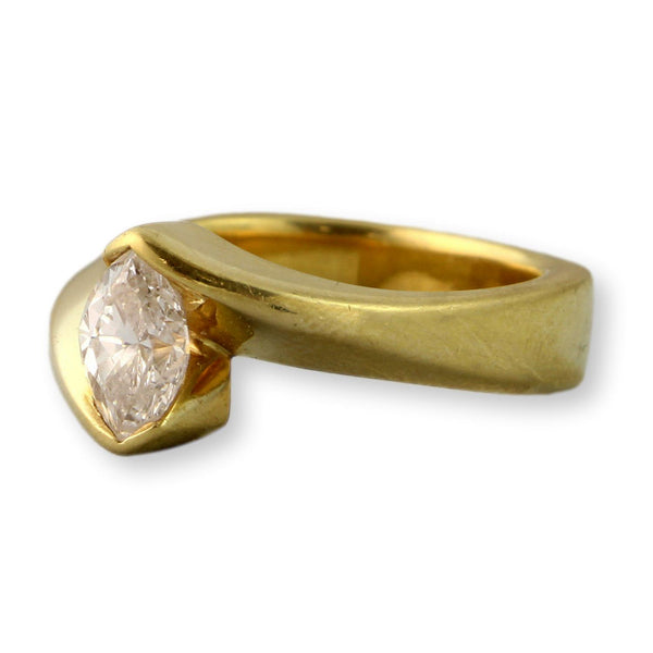 0.96ct Marquise Diamond Ring in 18K Yellow Gold – G VS2 IGI Graded, Custom Mounting